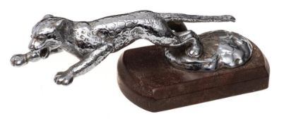 An early 20th century chrome plated leaping Jaguar car mascot by Desmo for the SS Jaguar: signed as