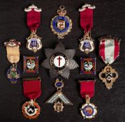 A collection of early 20th century Masonic jewels: including a cased silver and enamel Masonic