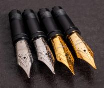 Two Easterbrook gold plated nibs and two chrome nibs.