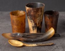 A William IV horn beaker incised 'J F Collier.