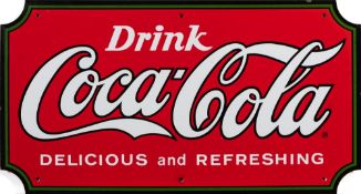 A late 20th Century 'Coca Cola' enamel advertising sign,