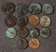 Thirteen mixed Roman coins: