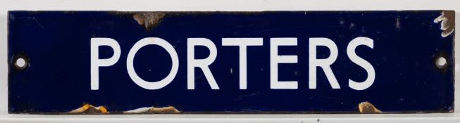 A BR(E) enamel doorplate 'Porters': numbered '365' to reverse, 7.