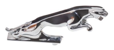A chrome plated Jaguar car mascot: numbered 7/24265/3WBB, 12.5cm long.