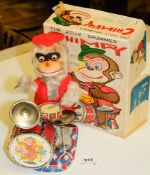 Alps (Japan) A battery operated 'Chimpy' The Jolly Drummer tinplate monkey: in original box with