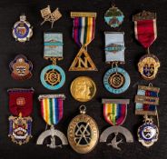 A group of silver gilt and enamel Masonic jewels:,