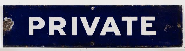 A BR(E) enamel doorplate 'Private': 9 x 38cm (damaged)