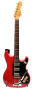 A Hofner Super Solid Three electric guitar: bolt on maple neck with double dot fret markers,