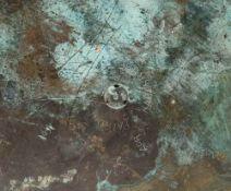 A WWI German 52pdr Karlsruhe shell casing, dated 'Apr 16': reduced to form a waste paper bin,