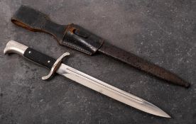 A Third Reich period K98 dress bayonet and scabbard by Carl Eickhorn: straight single edge fullered
