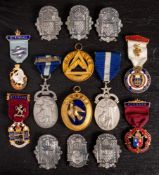 A collection of Masonic jewels: various lodges and makers including four stewards badges,