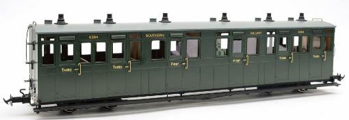 BMS/Accucraft. A G gauge Lynton & Barnstaple First & Third Class coach: SR green No.6364, boxed.