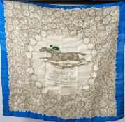 An early 20th century silk horse racing scarf 'Durbar II': with central image of horse with