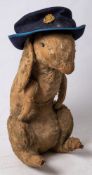 A large mid 20th century blonde plush rabbit: (poor condition) together with a Devon Ambulance