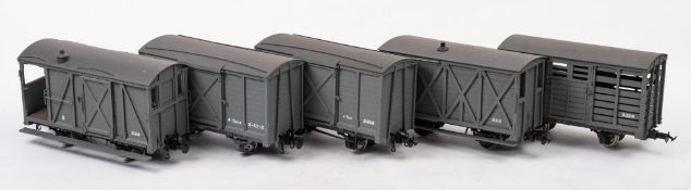 BMS/Accucraft a group of five G gauge goods wagons: in grey (5)