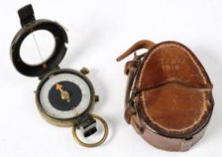 A WWI leather cased MKVIII Verniers Patent Compass: No.