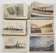 A collection of early 20th century Maritime postcards: mostly Royal Navy and Ocean Liner ship's