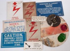 A group of railway orders and warning signs: together with a cast iron restriction plate (damaged)