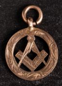 A 9ct gold Masonic square and compass fob, maker WA, Birmingham 1932,: 4.