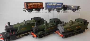 An OO/HO gauge scratchbuilt 2-6-2 tank locomotive: No 5552 in GWR green livery,