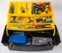 A collection of modelling tools and accessories: including micro drill bits, pliers,
