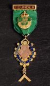 A late Victorian 9ct gold and enamel Masonic founder's jewel for 'Abecorn Lodge No.