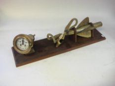 A Walker's 'Cherub III' ship's log and rotator on wooden stand: stamped as per title, 69cm long.