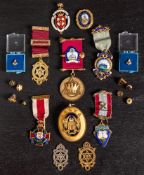 A group of various Masonic jewels: including a cased silver gilt enamel jewel for 'Plateau Nigeria