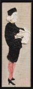 * Fred Yates [1922-2008]- Madame Lefevre,:- signed bottom right oil on board, 21.5 x 7.5cm.