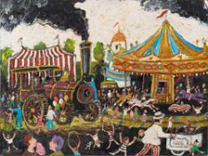 * Simeon Stafford [b.1956]- Steam Engine at The Fair,:- signed and dated 03.10.