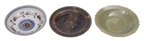 Three stoneware dishes: comprising an Andrew Hague,