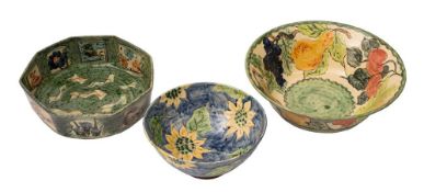 *Paul Jackson (Contemporary) three terracotta bowls: two of circular form and one of octagonal form,
