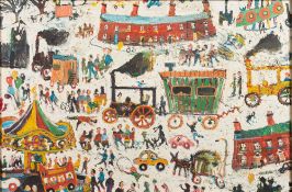 * Simeon Stafford [b.1956]- The Steam Fair,:- signed and dated bottom right oil on canvas, 49 x 74.