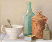 * Gerald Norden [1912-2000]- Jar, Bottles & Cup,:- signed, oil on board, 19 x 23cm.