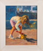 * Russell Pond [Contemporary]- Rockpooling; Sandcastles,:- two, both signed oils on canvas,