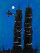 Brown [Contemporary] - Reading the Runes; The Twin Towers,:- signed,