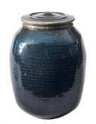 *Michael Casson [1925-2003] a stoneware jar and cover: of squared oviform under blue grey glazes,