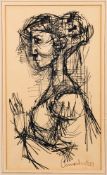 * Peter Campbell [1931-1989]- Portrait of a lady,:- signed and dated '59 pen and ink drawing,
