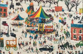 * Simeon Stafford [b.1956]- The Fun Fair,:- signed and dated bottom right oil on canvas, 49 x 74cm.