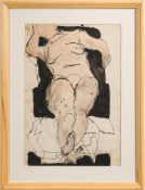 * John Emanuel [b.1930]- Resting nude,:- signed pen, ink and watercolour drawing 40.5 x 28cm.