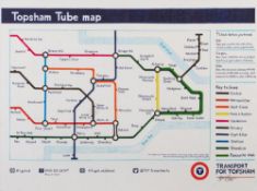 K. Simpson [Contemporary]- Topsham Tube Map,:- signed and dated 2014 mixed media, 42 x 56cm.