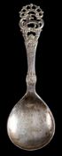 A Norwegian silver spoon, stamped marks maker Brodrene Lohne, Bergen, 830S : the pear-shaped bowl,