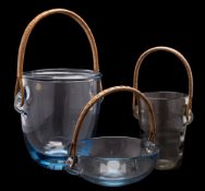 Five pieces of Holmegaard glass: comprising a small smoked ice bucket by Per Lutken,