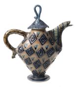 *Andrew Osborne (Contemporary) a stoneware slab built teapot: of flattened diamond form on a
