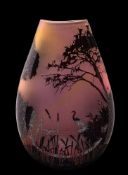 *Ed Burke [Contemporary] a glass vase: of flattened oviform,