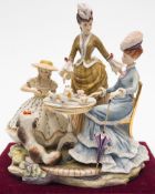 A Royal Worcester porcelain group 'The Tea Party': from the Victorian Ladies Series, no.