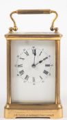 A French striking carriage clock: the eight-day duration movement having a platform cylinder