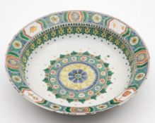 A Chinese famille verte bowl: with flattened rim,