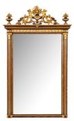 A 19th Century carved giltwood and simulated rosewood overmantel:,
