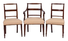 A set of six Regency mahogany dining chairs:,